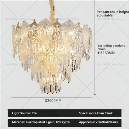 French crystal chandelier cream leaf pendant light dining room