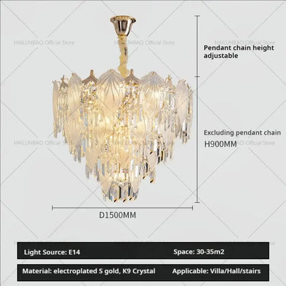French crystal chandelier cream leaf pendant light dining room