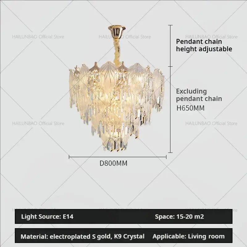 French crystal chandelier cream leaf pendant light dining room