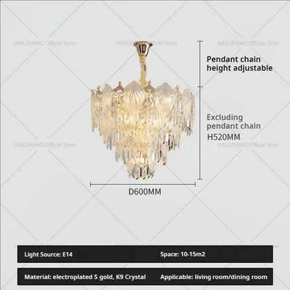 French crystal chandelier cream leaf pendant light dining room