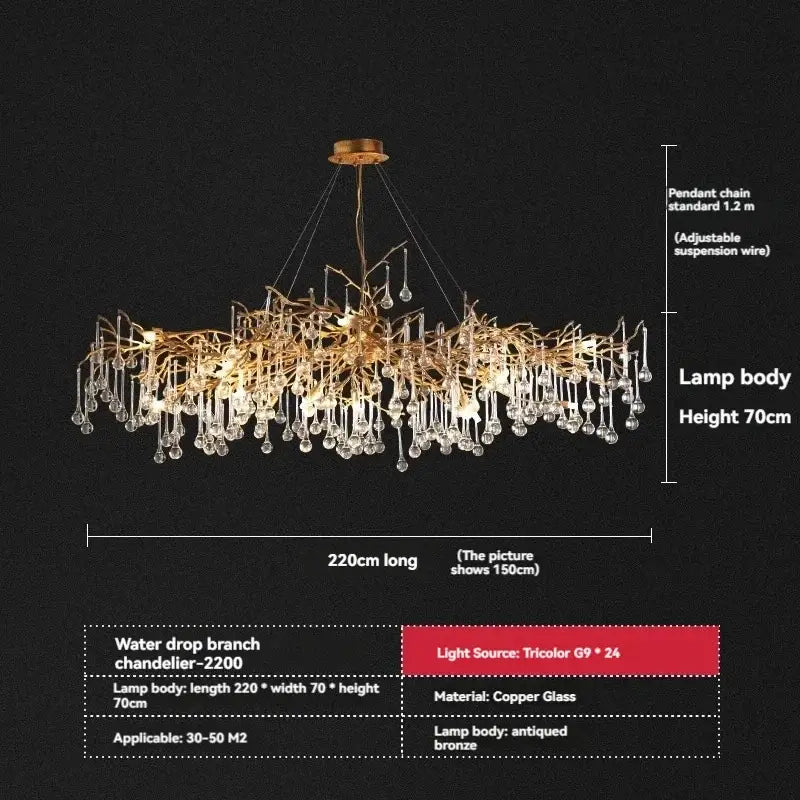 French crystal chandelier gold branch light dining room
