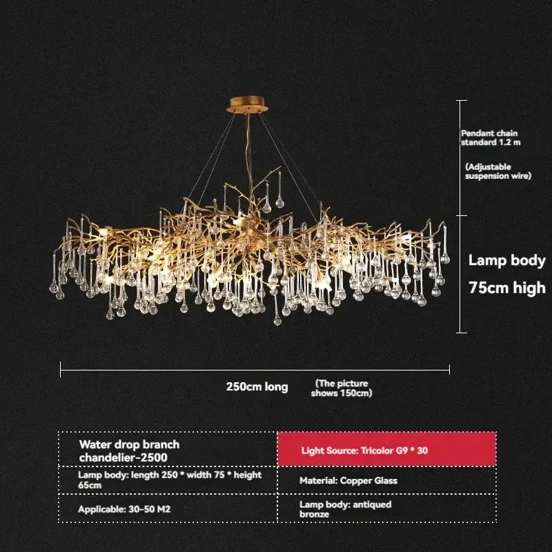 French crystal chandelier gold branch light dining room