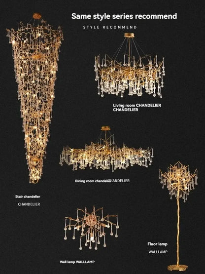French crystal chandelier gold branch light dining room