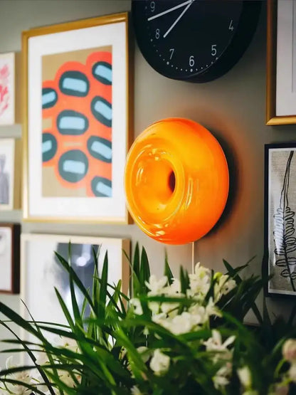 French decorative wall lamp orange glossy bedside light bedroom