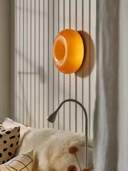 French decorative wall lamp orange glossy bedside light bedroom