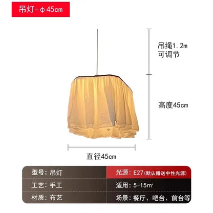 French design led pleated fabric pendant lights for dining room
