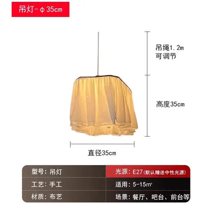French design led pleated fabric pendant lights for dining room