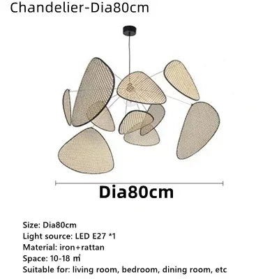 DecorBites™ French Design Rattan Chandelier for Home Lighting