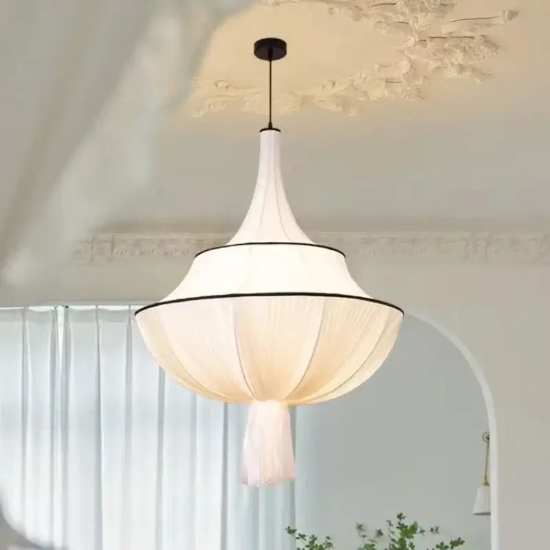 French fabric creamy e27 foyer chandelier bedroom light
