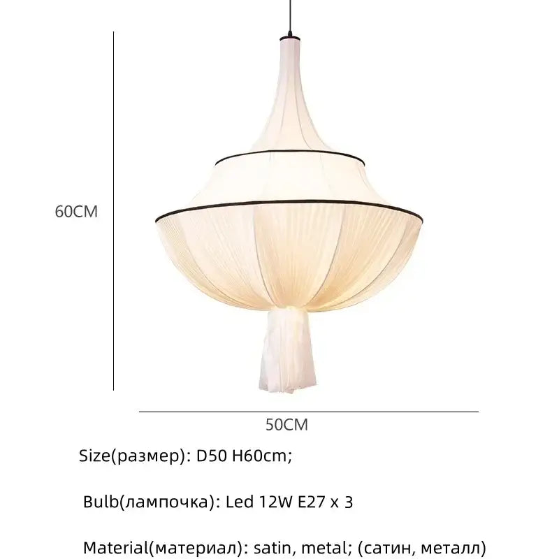 French fabric creamy e27 foyer chandelier bedroom light