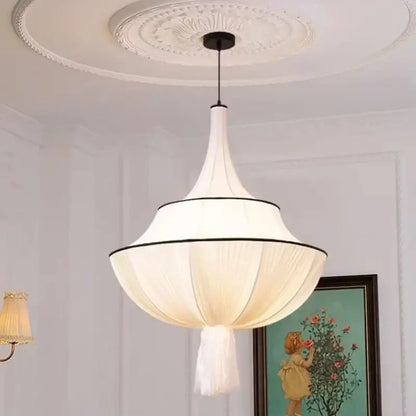 French fabric creamy e27 foyer chandelier bedroom light