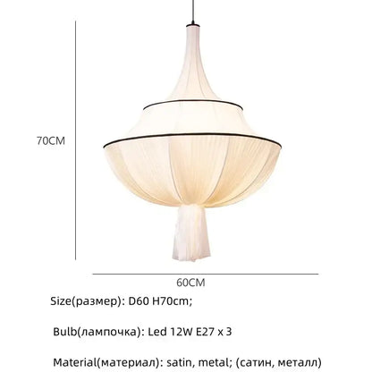French fabric creamy e27 foyer chandelier bedroom light