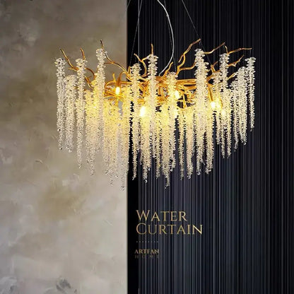 French golden crystal branch chandelier for living room