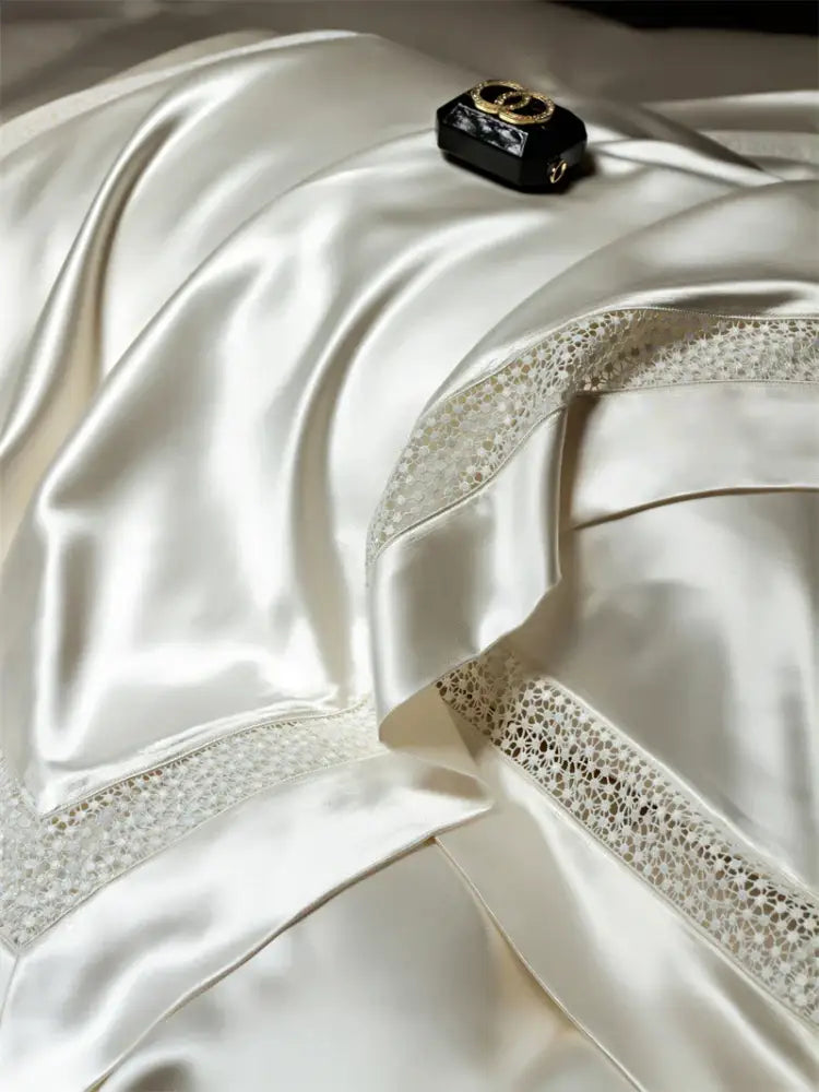 French hollow luxury white & silver bedding set bedroom decor