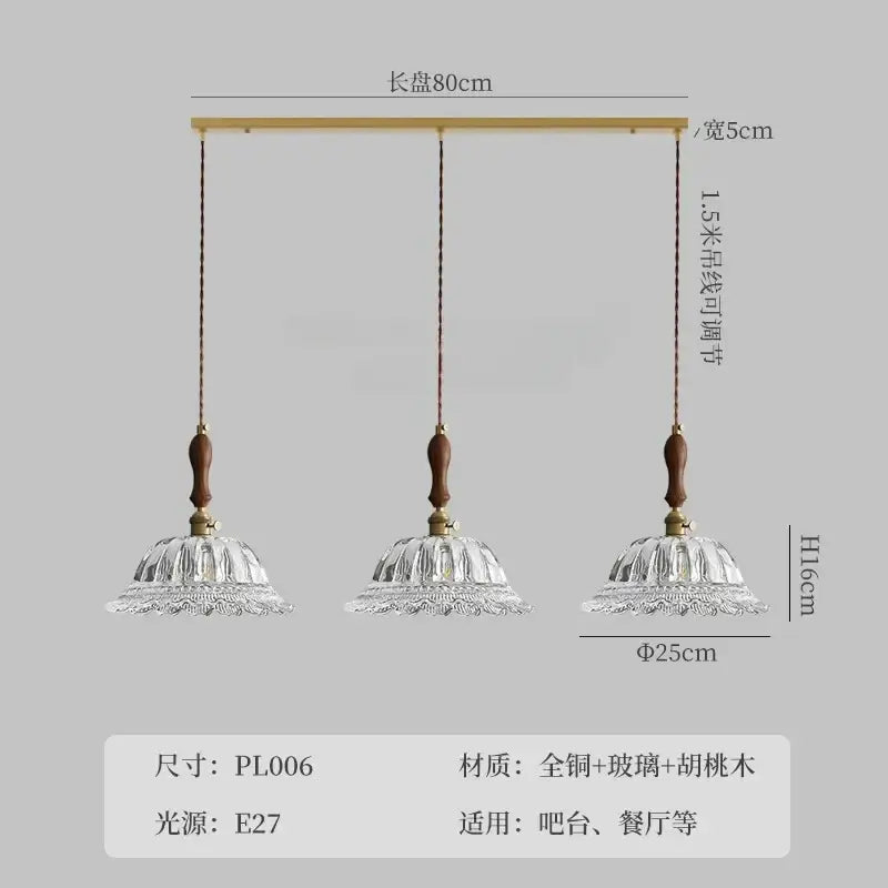 French ins walnut brass glass pendant lights kitchen island decorbites
