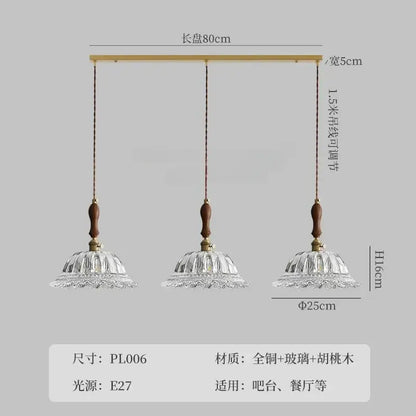 French ins walnut brass glass pendant lights kitchen island decorbites