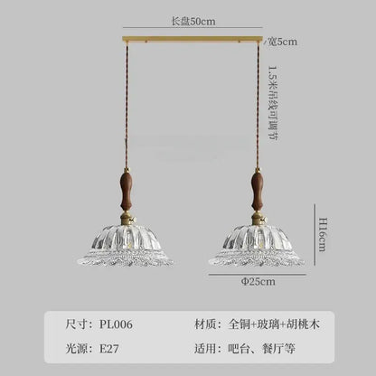 French ins walnut brass glass pendant lights kitchen island decorbites