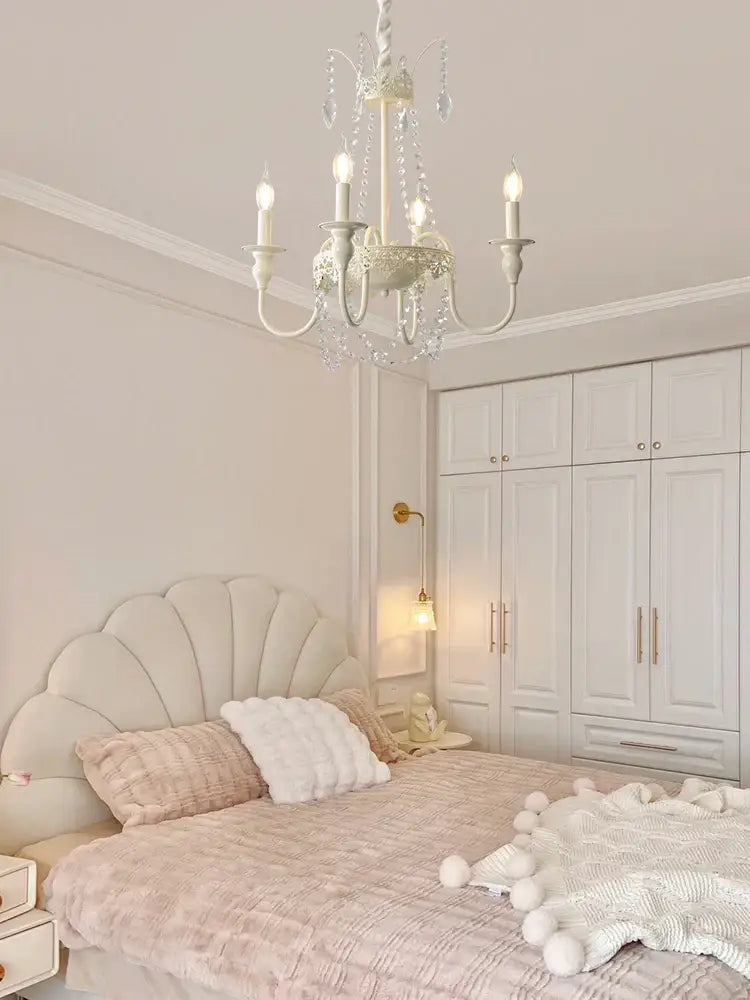 French light luxury white crystal chandelier living room lamp