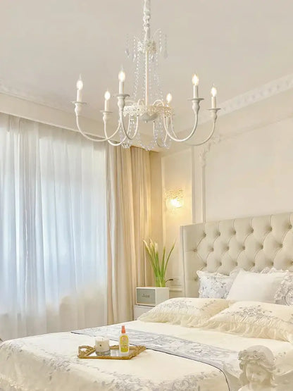 French light luxury white crystal chandelier living room lamp