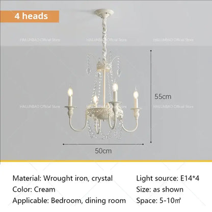 French light luxury white crystal chandelier living room lamp