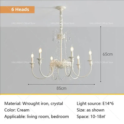 French light luxury white crystal chandelier living room lamp