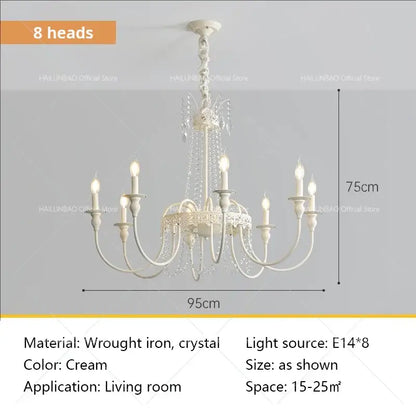French light luxury white crystal chandelier living room lamp