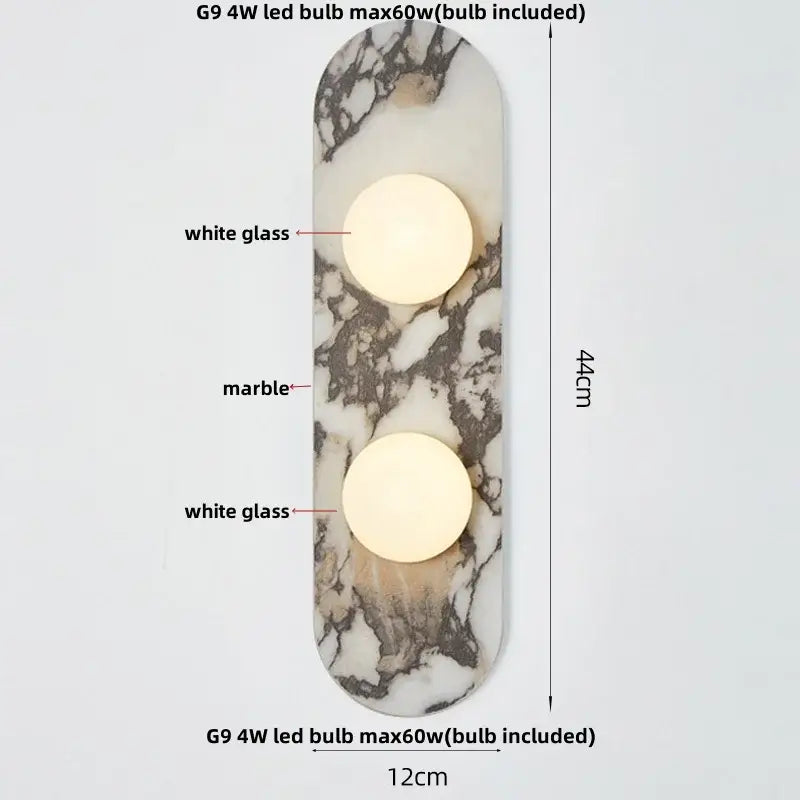 French luxury black & white marble led wall light bedroom sconce