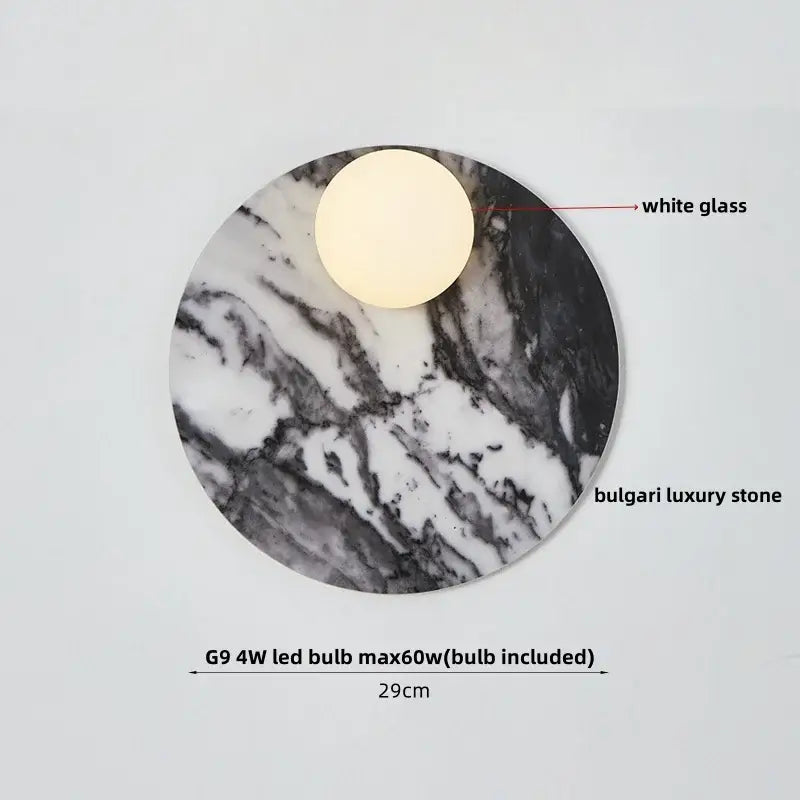 French luxury black & white marble led wall light bedroom sconce