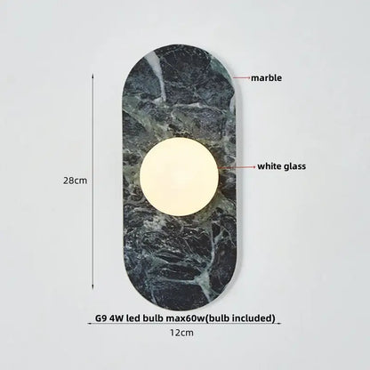 French luxury black & white marble led wall light bedroom sconce