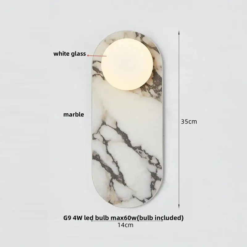 French luxury black & white marble led wall light bedroom sconce