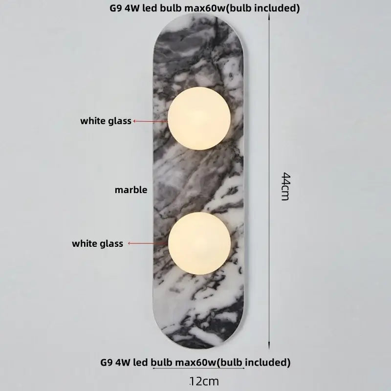 French luxury black & white marble led wall light bedroom sconce