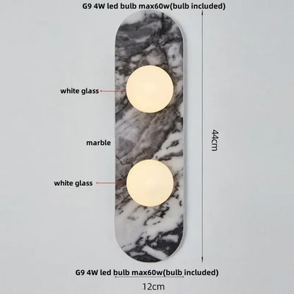 French luxury black & white marble led wall light bedroom sconce