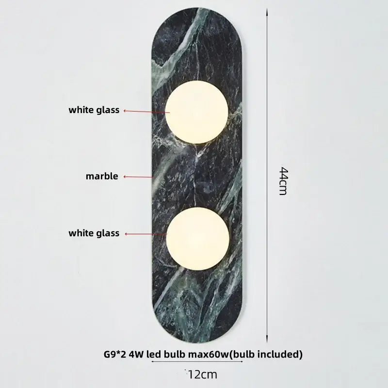 French luxury black & white marble led wall light bedroom sconce