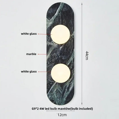 French luxury black & white marble led wall light bedroom sconce