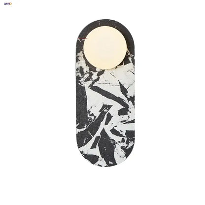 French luxury black & white marble led wall light bedroom sconce