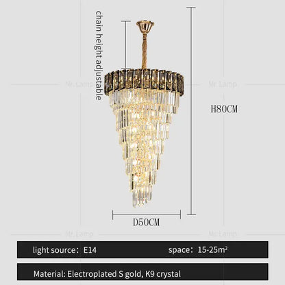 French luxury clear & amber crystal chandelier for living room