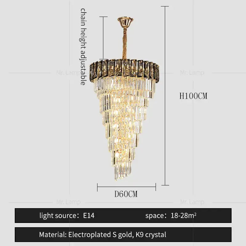 French luxury clear & amber crystal chandelier for living room