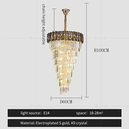 French luxury clear & amber crystal chandelier for living room
