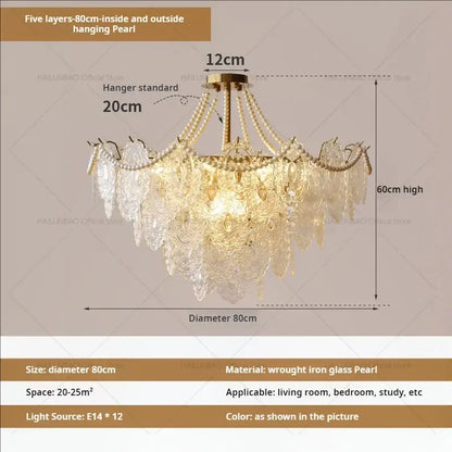 French luxury decorbites cream crystal chandelier living room light