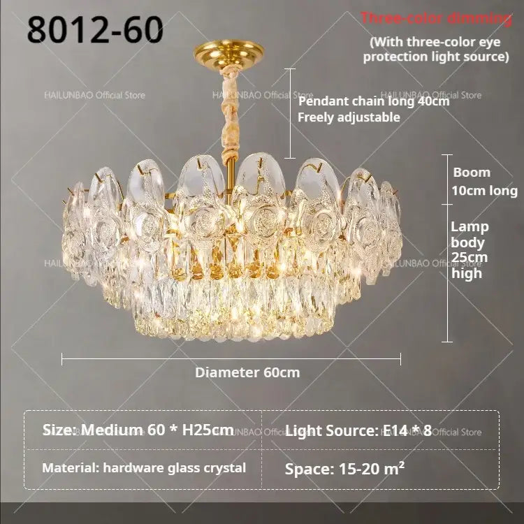 French luxury gold crystal rose chandelier dining room light