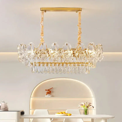 French luxury gold crystal rose chandelier dining room light