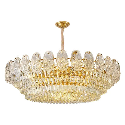 French luxury gold crystal rose chandelier dining room light