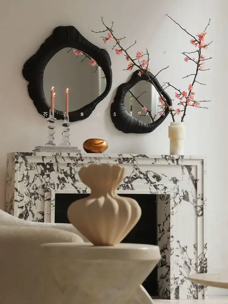 French luxury mirror black ruched oval frame for bathroom
