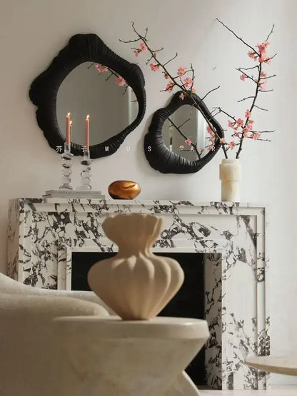 French luxury mirror black ruched oval frame for bathroom