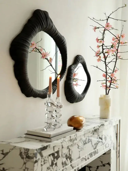 French luxury mirror black ruched oval frame for bathroom