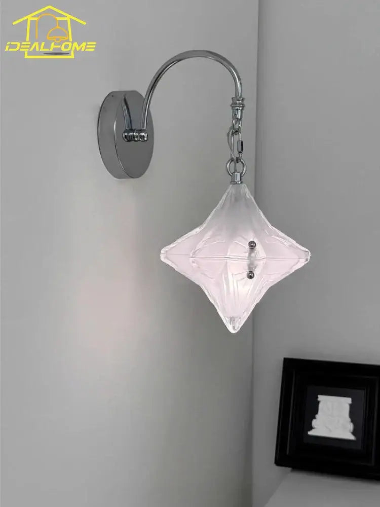 French medieval bauhaus chrome glass wall lamp for living room
