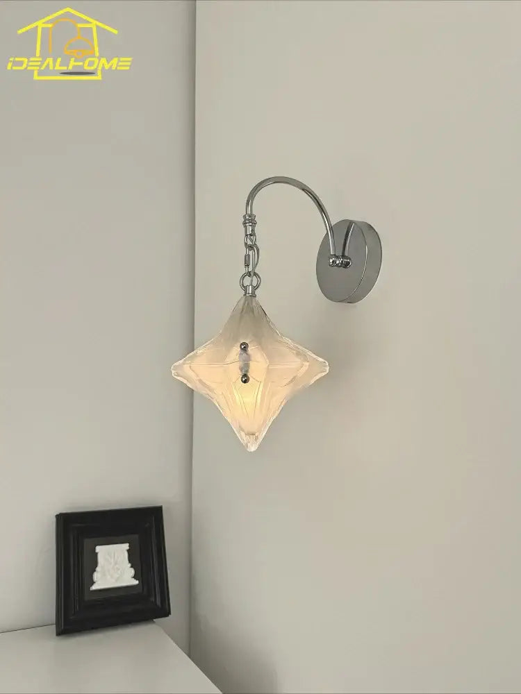 French medieval bauhaus chrome glass wall lamp for living room