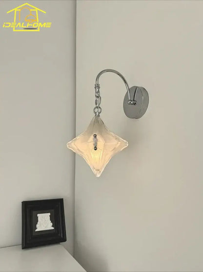 French medieval bauhaus chrome glass wall lamp for living room