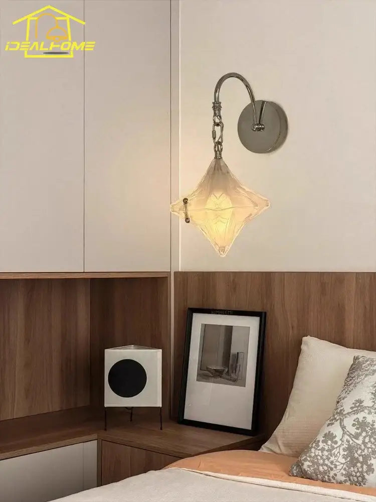 French medieval bauhaus chrome glass wall lamp for living room