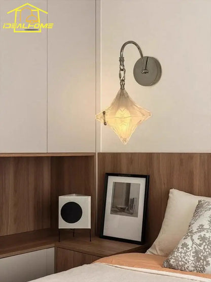 French medieval bauhaus chrome glass wall lamp for living room